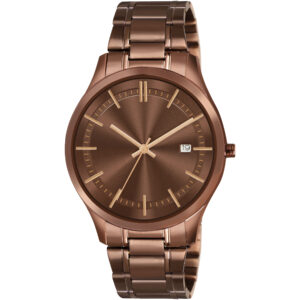 Brown Watches for Men, Analog Brown Round Brass Dial Men Watch - BR90142BR-DD